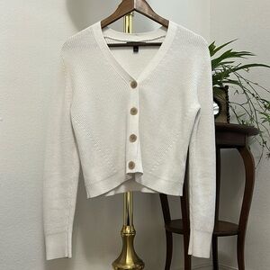 Banana republic White long sleeve coastal sweater button up top